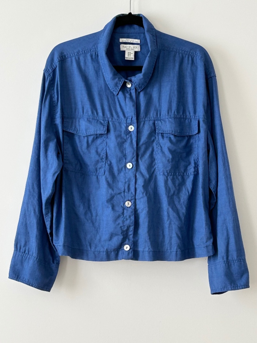 Rachel Zoe 100% Linen Blue Shirt Jacket